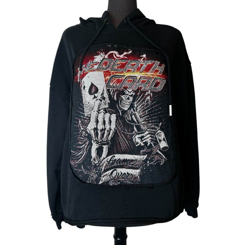 Majestik Brand – Death Card Tapestry Rhinestone Hoodie – Size Small Cropped